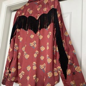 Womens Rock and Roll denim fringe shirt